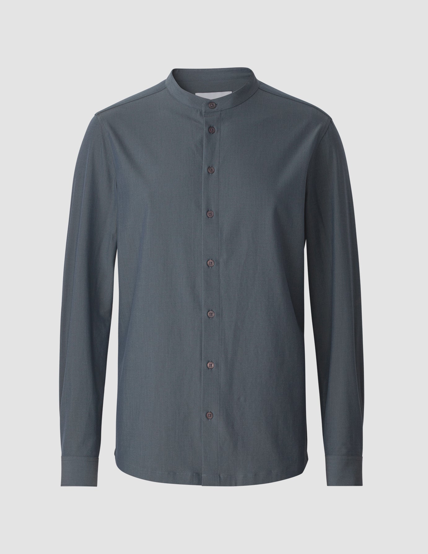 Tech Linen Mandarin Long Sleeve Shirt Navy
